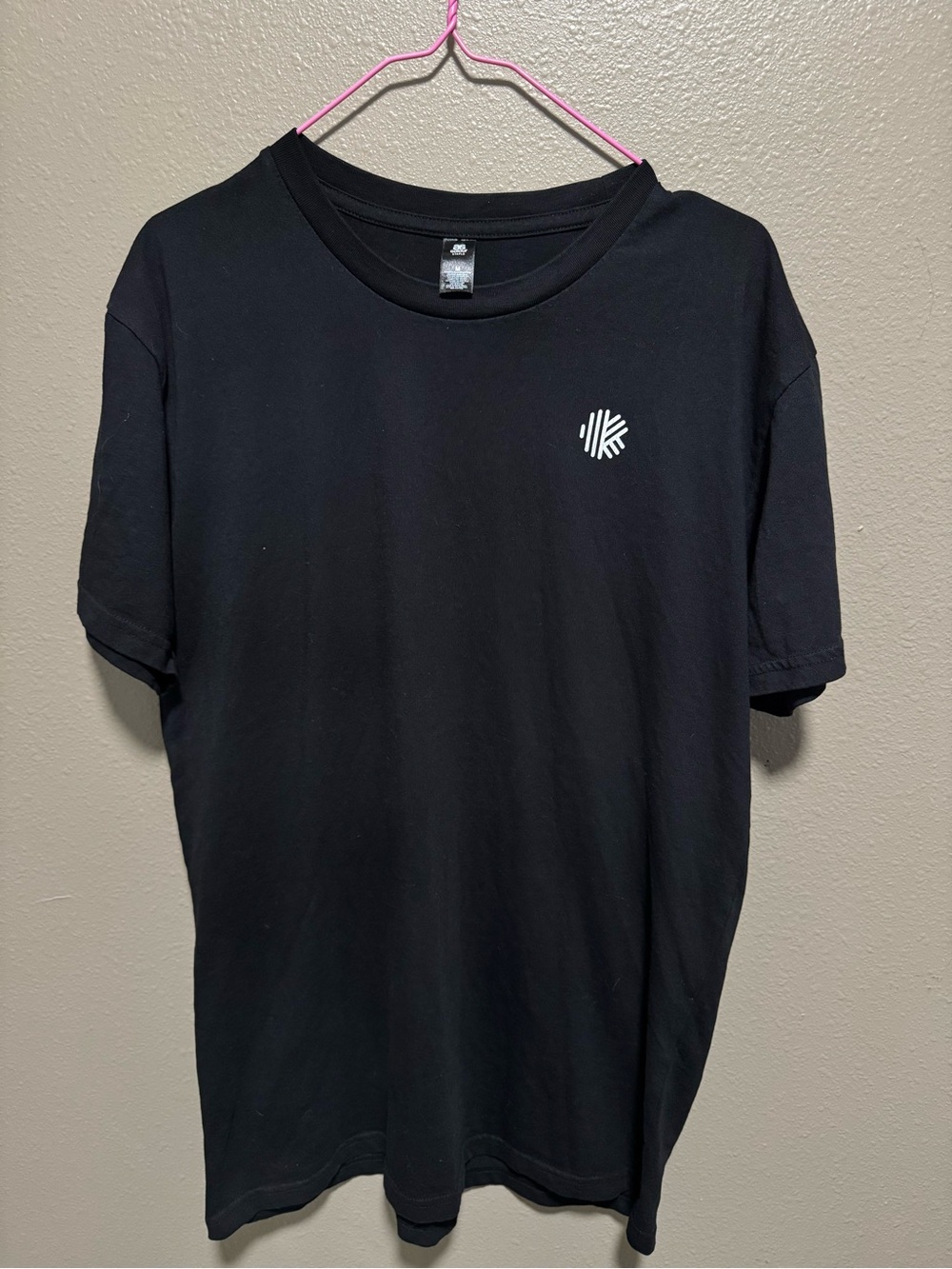 Men's Black Short Sleeve Crew Neck T-Shirt with Small White Chest Logo